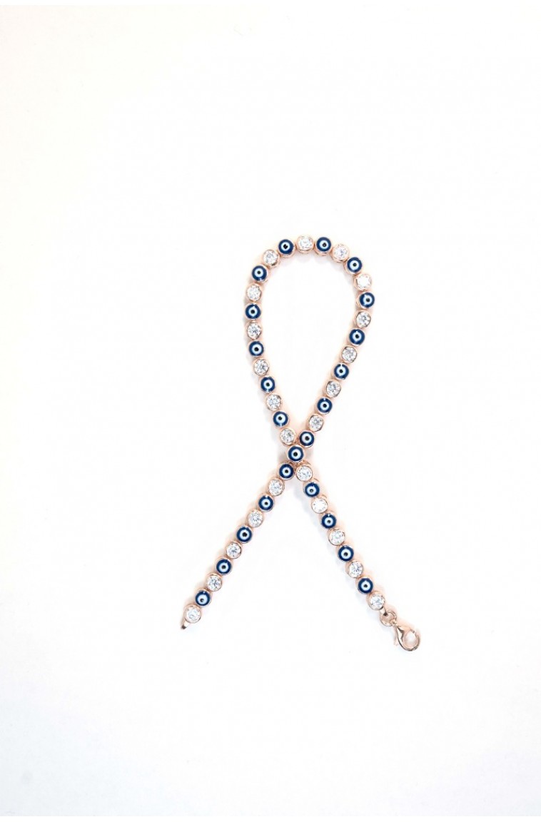 Nazar Boncuklu Taşlı Rose Bileklik