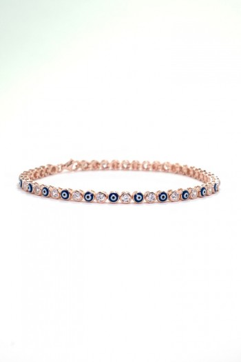 Nazar Boncuklu Taşlı Rose Bileklik