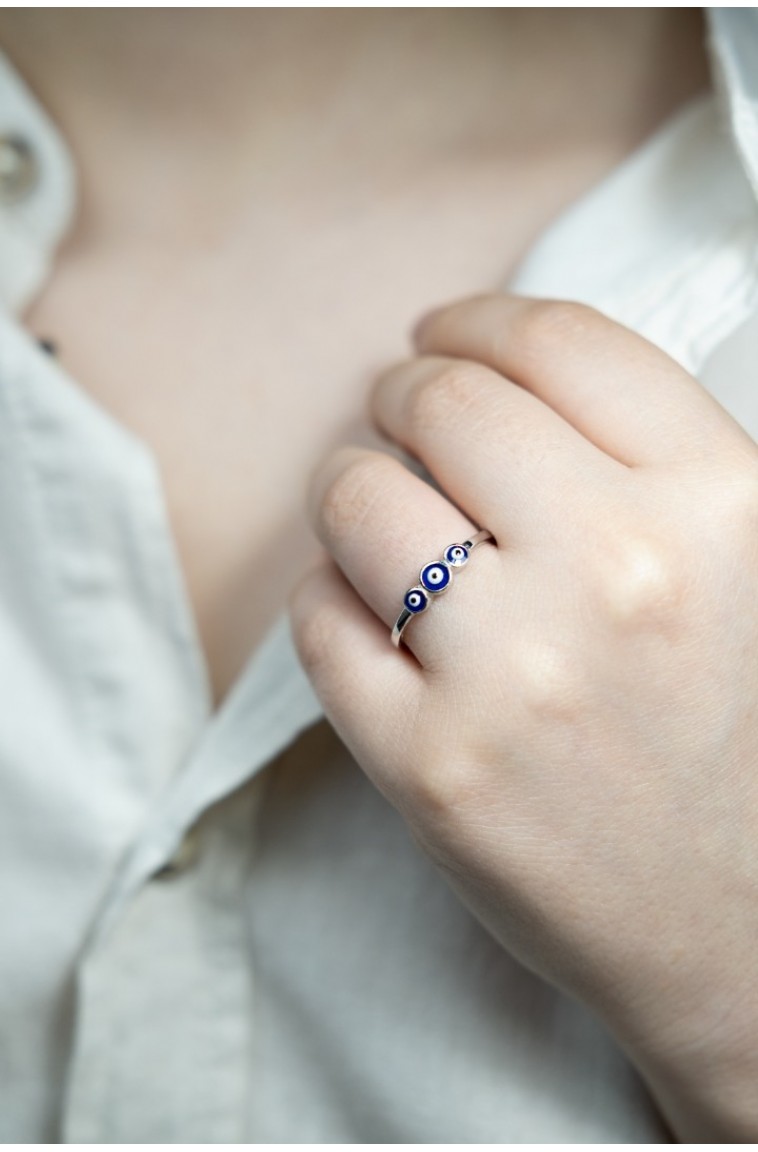 Üçlü Silver Nazar Yüzük